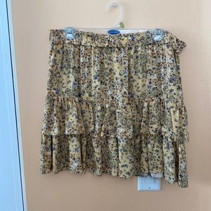 Maurice’s Yellow Floral Ruffle Mini Skirt L